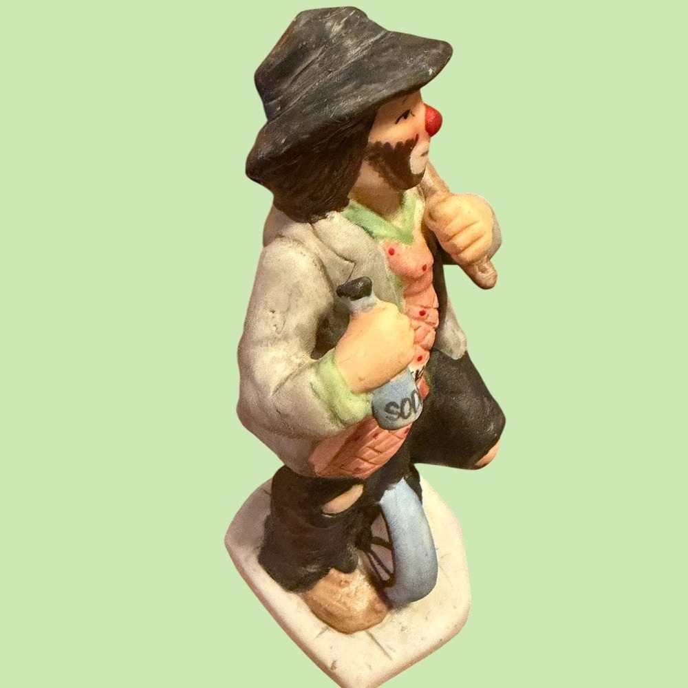 Emmett Kelly Jr Hobo Clown Figurine Flambro EKJ Unicycle Soda Vintage - Picture 6 of 14